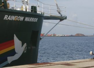 O buque insignia de Greenpeace chega a Vilagarcía advertindo dos irreversibles danos do cambio climático