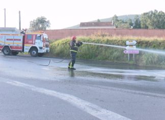 Un ferido nun aparatoso accidente no Camiño Ancho