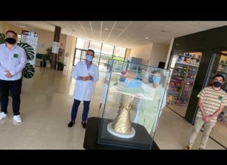 A Copa da Dorna xa loce no hall do Hospital da Barbanza