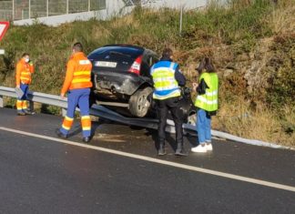 Aparatosa saída de vía en Rianxo
