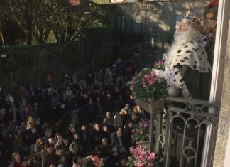 Baño de masas para os Reis Magos á súa chegada a Pontevedra