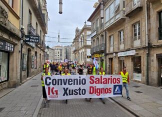 Os traballadores de Aludec trasladan as súas protestas ao centro de Pontevedra