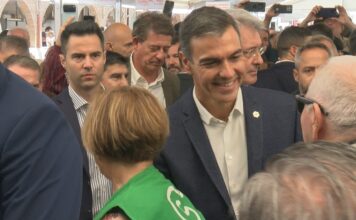 Visita sorpresa de Pedro Sánchez á Festa do Marisco do Grove