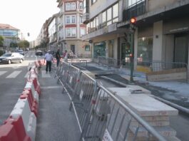 As obras de renovación de beirarrúas e servizos na rúa Galicia encaran a súa recta final