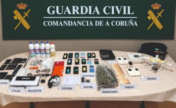 A rede de tráfico de drogas desmantelada en Noia utilizaba drons para a súa distribución